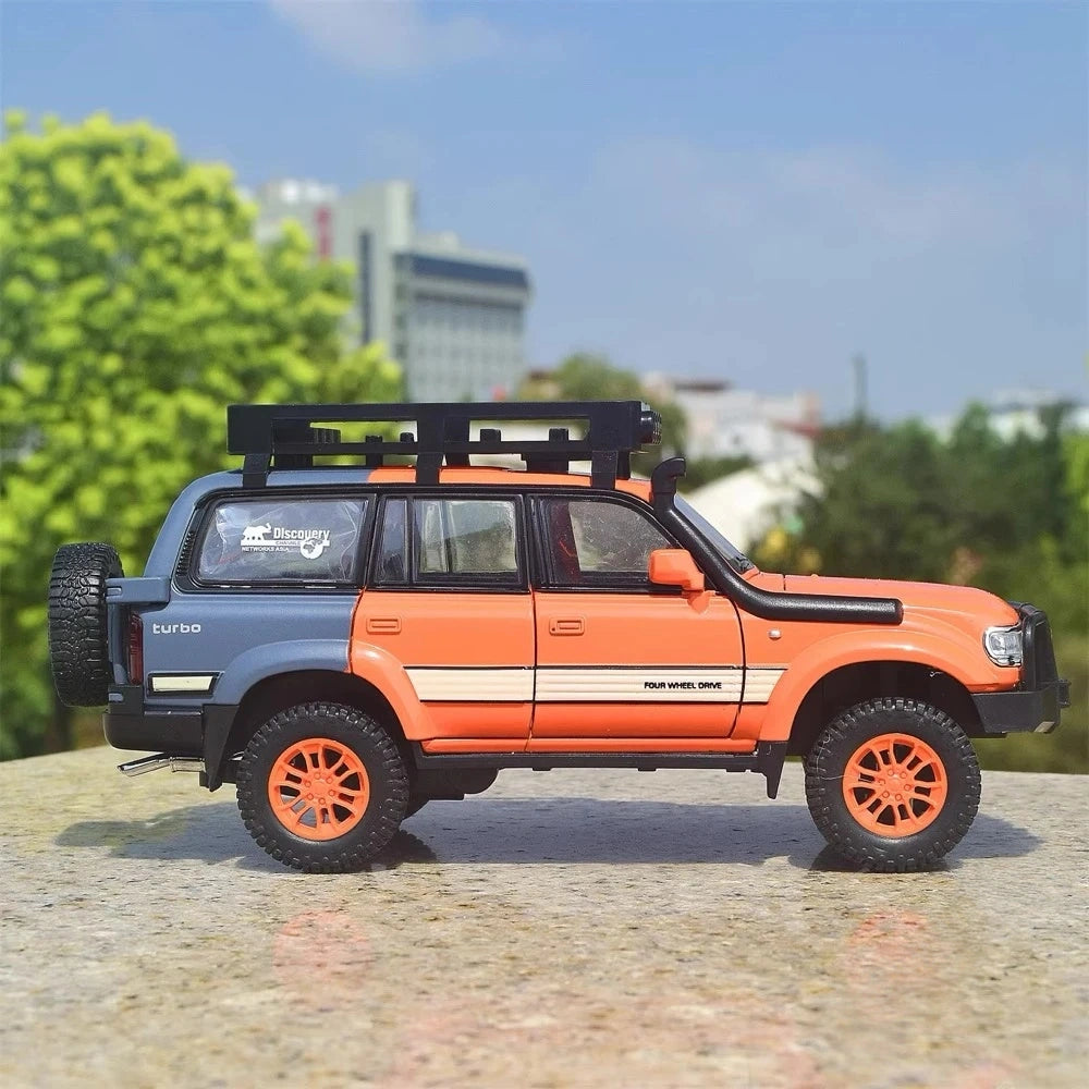[TOY] 1:24 Toyota 1990 Land Cruiser LC80 Orange Model Car Die-Cast