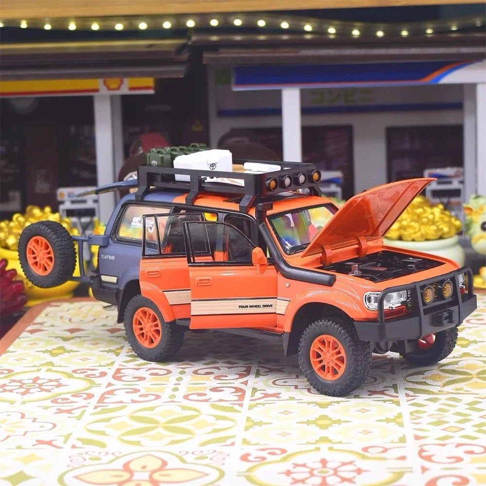 [TOY] 1:24 Toyota 1990 Land Cruiser LC80 Orange Model Car Die-Cast