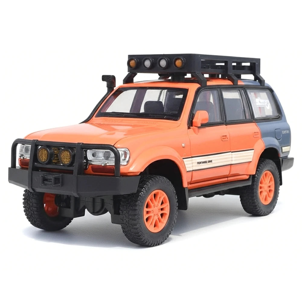 [TOY] 1:24 Toyota 1990 Land Cruiser LC80 Orange Model Car Die-Cast