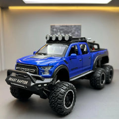 [TOY] 1:28 Ford 2020 F-150 Raptor 6x6 Off-Road Blue Model Car Die-Cast