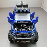 [TOY] 1:28 Ford 2020 F-150 Raptor 6x6 Off-Road Blue Model Car Die-Cast