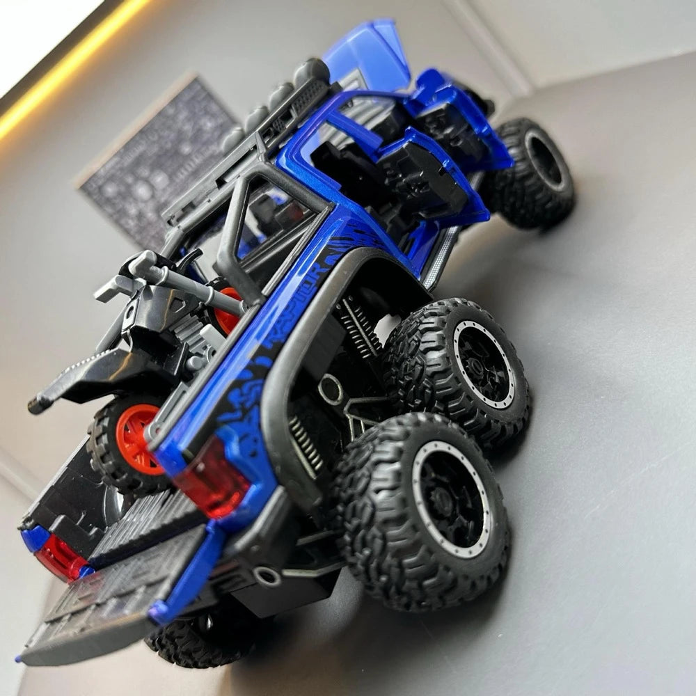 [TOY] 1:28 Ford 2020 F-150 Raptor 6x6 Off-Road Blue Model Car Die-Cast