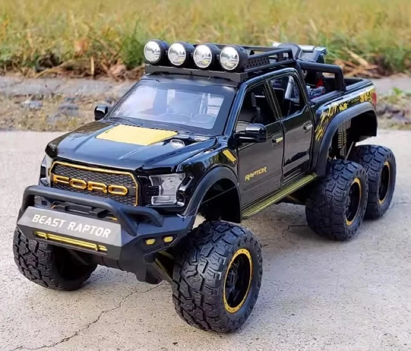 [TOY] 1:28 Ford 2020 F-150 Raptor 6x6 Off-Road brillant noir voiture miniature Die-Cast