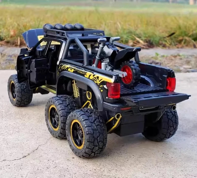 [TOY] 1:28 Ford 2020 F-150 Raptor 6x6 Off-Road brillant noir voiture miniature Die-Cast