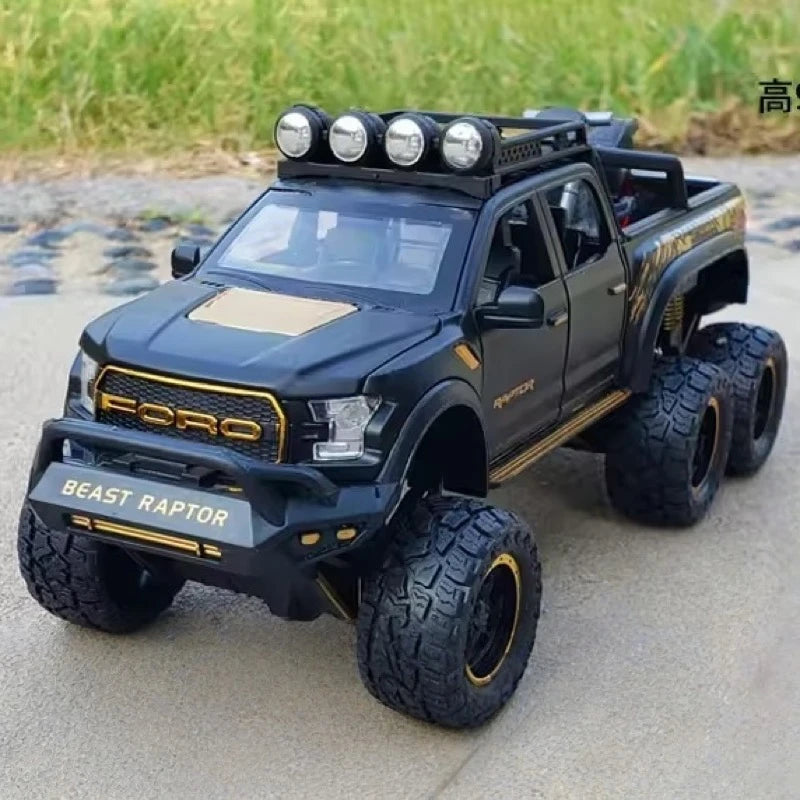 [TOY] 1:28 Ford 2020 F-150 Raptor 6x6 Off-Road Matte Black Model Car Die-Cast