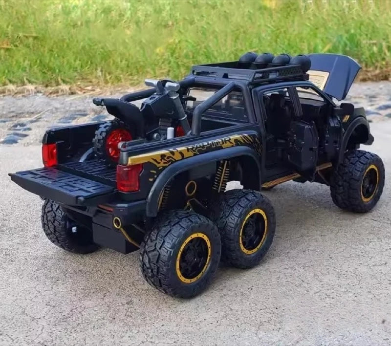 [TOY] 1:28 Ford 2020 F-150 Raptor 6x6 Off-Road Matte Black Model Car Die-Cast