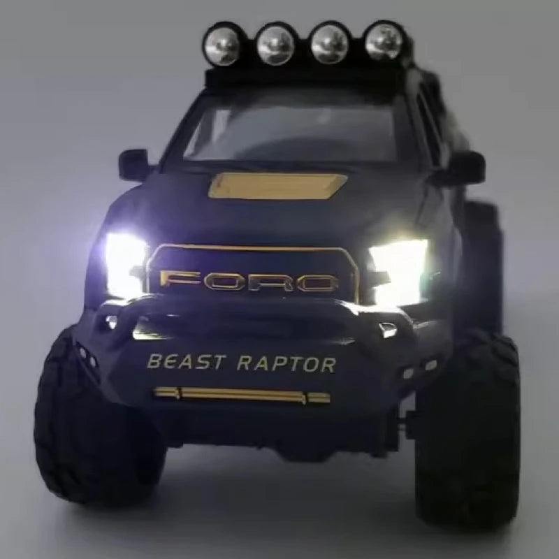 [TOY] 1:28 Ford 2020 F-150 Raptor 6x6 Off-Road Matte Black Model Car Die-Cast