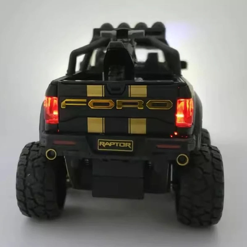 [TOY] 1:28 Ford 2020 F-150 Raptor 6x6 Off-Road Matte Black Model Car Die-Cast