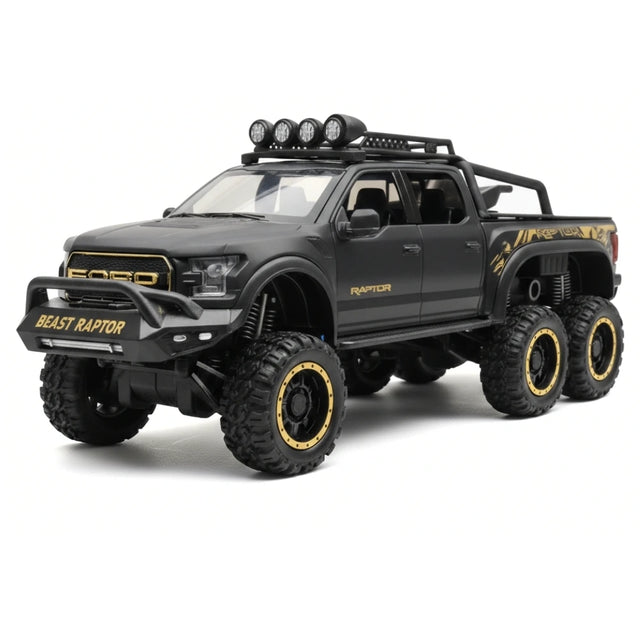 [TOY] 1:28 Ford 2020 F-150 Raptor 6x6 Off-Road Matte Black Model Car Die-Cast