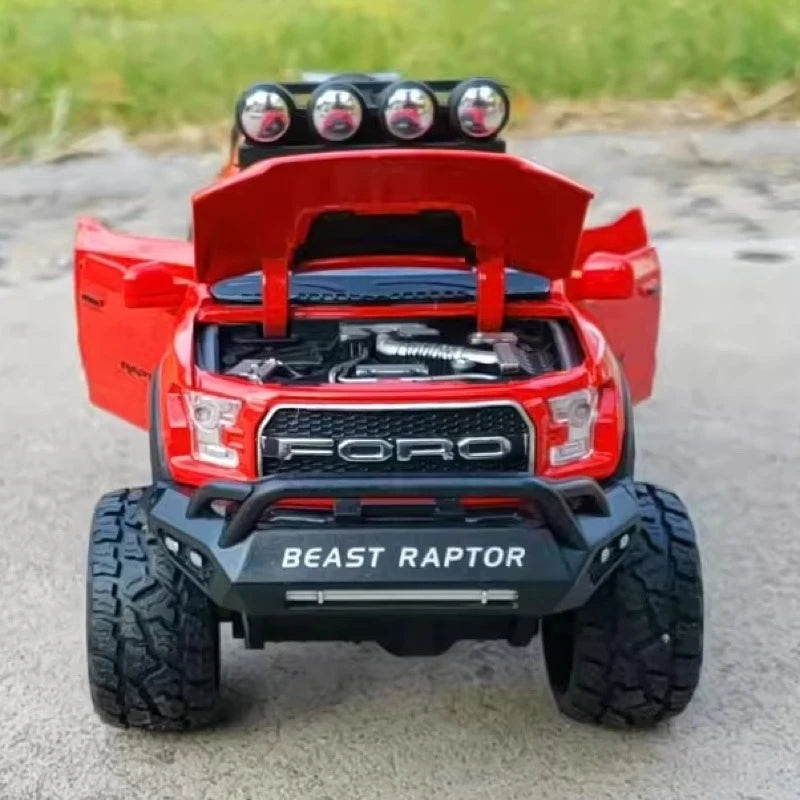 [TOY] 1:28 Ford 2020 F-150 Raptor 6x6 Off-Road Red Model Car Die-Cast