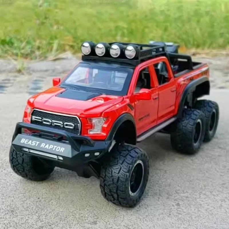 [TOY] 1:28 Ford 2020 F-150 Raptor 6x6 Off-Road Red Model Car Die-Cast