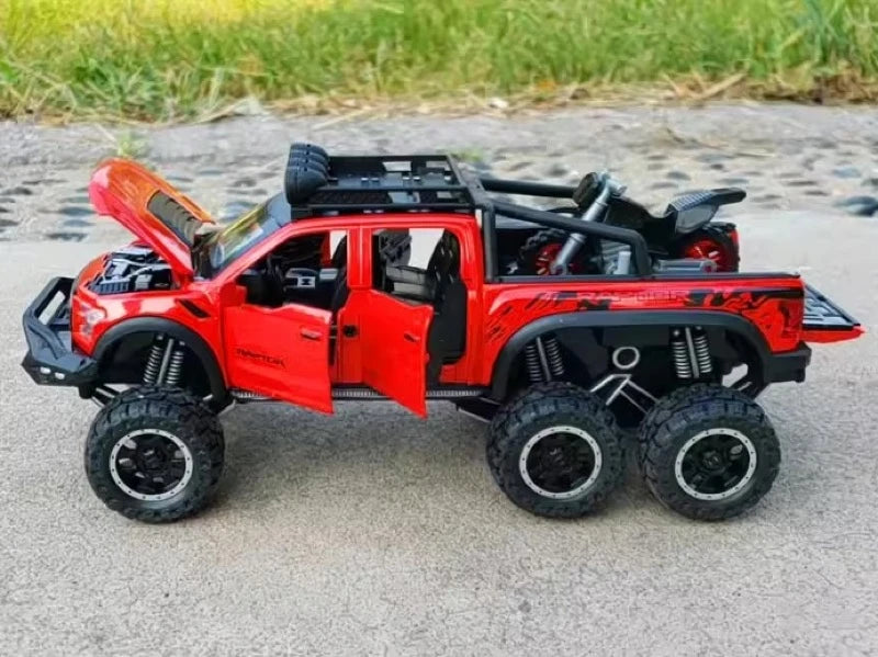 [TOY] 1:28 Ford 2020 F-150 Raptor 6x6 Off-Road Red Model Car Die-Cast