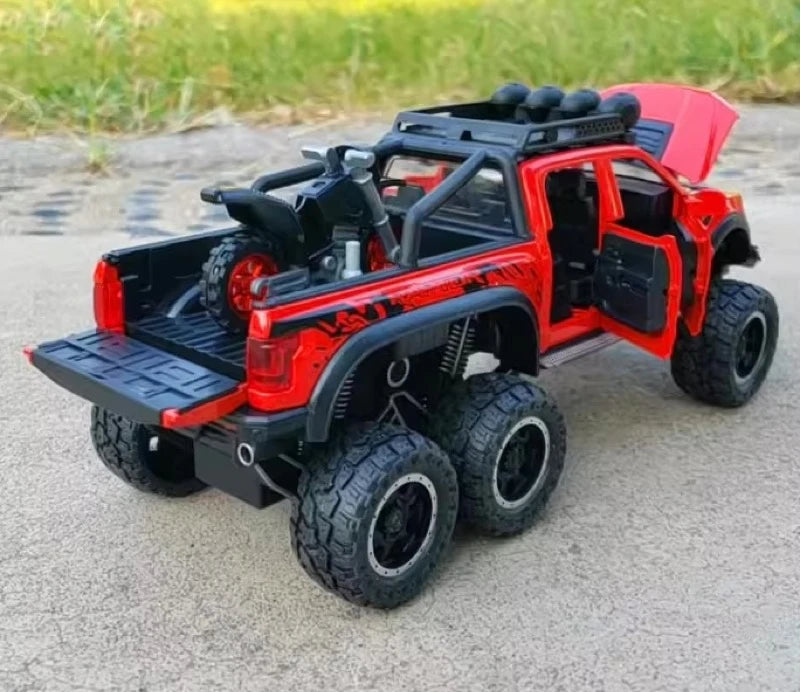 [TOY] 1:28 Ford 2020 F-150 Raptor 6x6 Off-Road Red Model Car Die-Cast