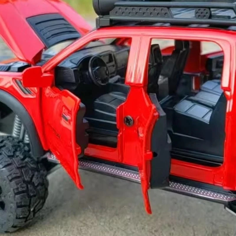 [TOY] 1:28 Ford 2020 F-150 Raptor 6x6 Off-Road Red Model Car Die-Cast