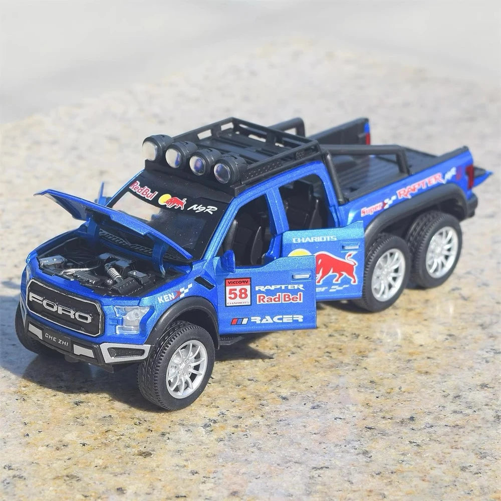 [TOY] 1:28 Ford 2021 F-150 Raptor 6x6 Blue Model Car Die-Cast