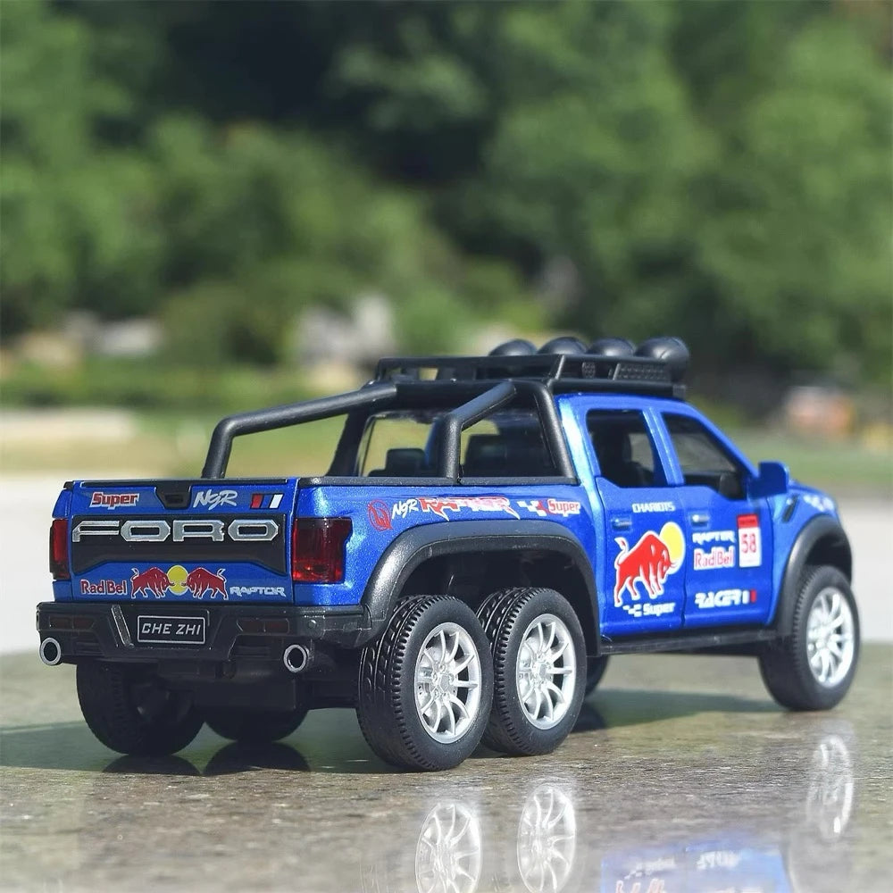 [TOY] 1:28 Ford 2021 F-150 Raptor 6x6 Blue Model Car Die-Cast