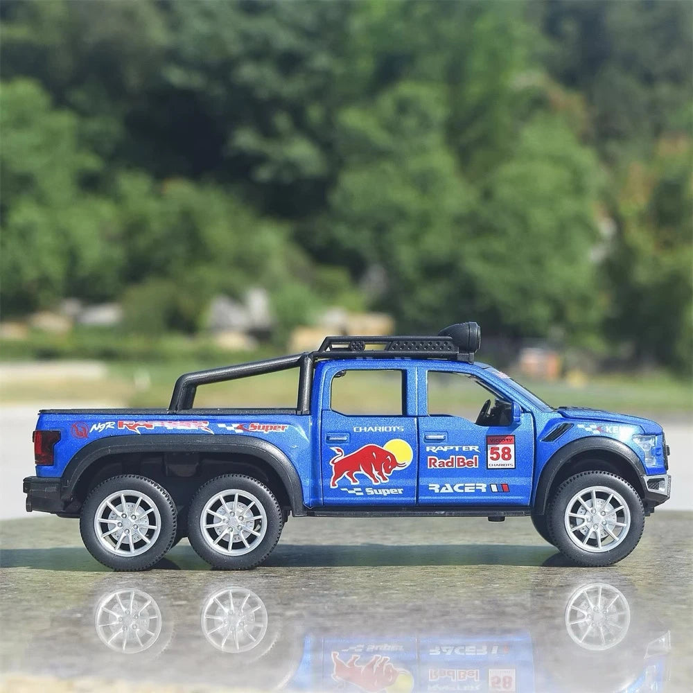 [TOY] 1:28 Ford 2021 F-150 Raptor 6x6 Blue Model Car Die-Cast