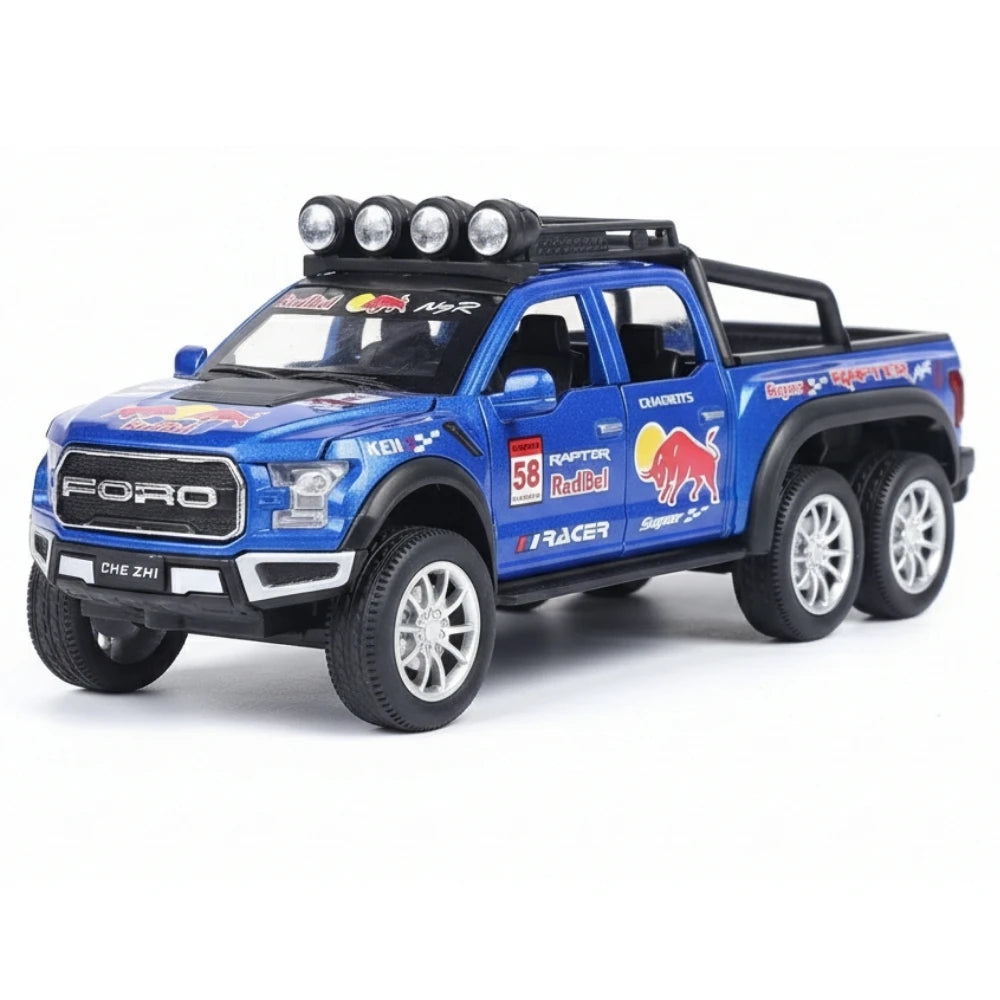 [TOY] 1:28 Ford 2021 F-150 Raptor 6x6 Blue Model Car Die-Cast