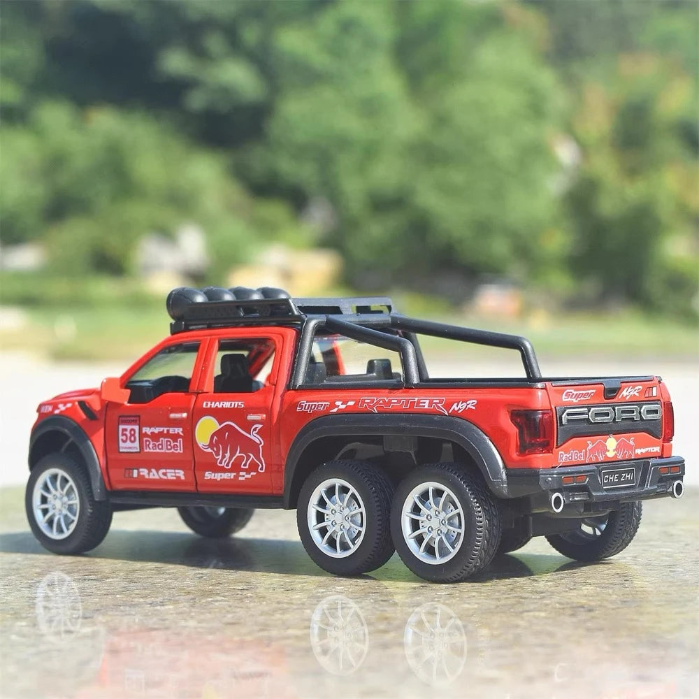 [TOY] 1:28 Ford 2021 F-150 Raptor 6x6 Red Model Car Die-Cast