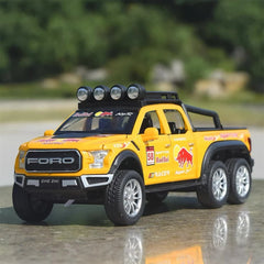 [TOY] 1:28 Ford 2021 F-150 Raptor 6x6 Yellow Model Car Die-Cast