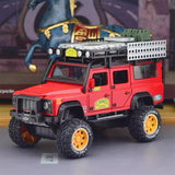 [TOY] 1:28 Land Rover 1998 Defender 110 Camel Trophy punainen pienoismalli Die-Cast