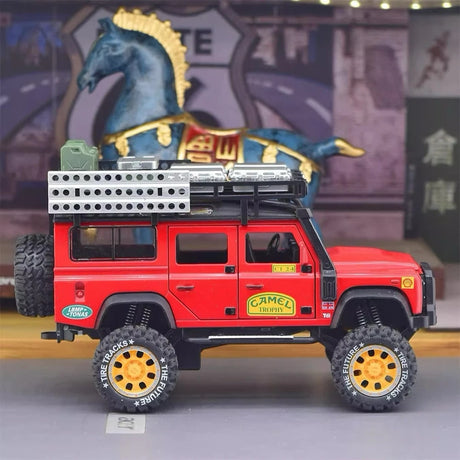 [TOY] 1:28 Land Rover 1998 Defender 110 Camel Trophy Red Model Car Die-Cast