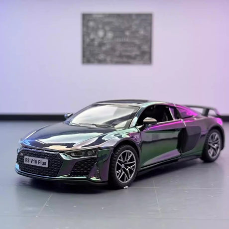 Audi 2023 R8 V10 Plus roxo 1:32 – modelo de exposição em metal fundido