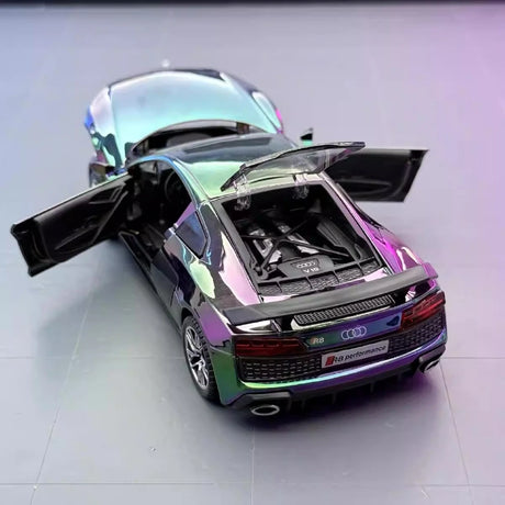 Audi 2023 R8 V10 Plus roxo 1:32 – modelo de exposição em metal fundido