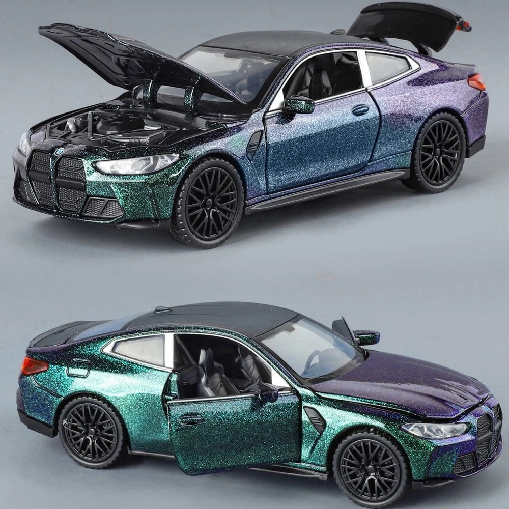 [TOY] 1:32 BMW 2023 G82 M4 viola modellino di auto Die-Cast