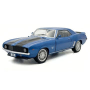 Chevrolet 1969 Camaro SS blå 1:32 – modellbil i gjuten metall för display
