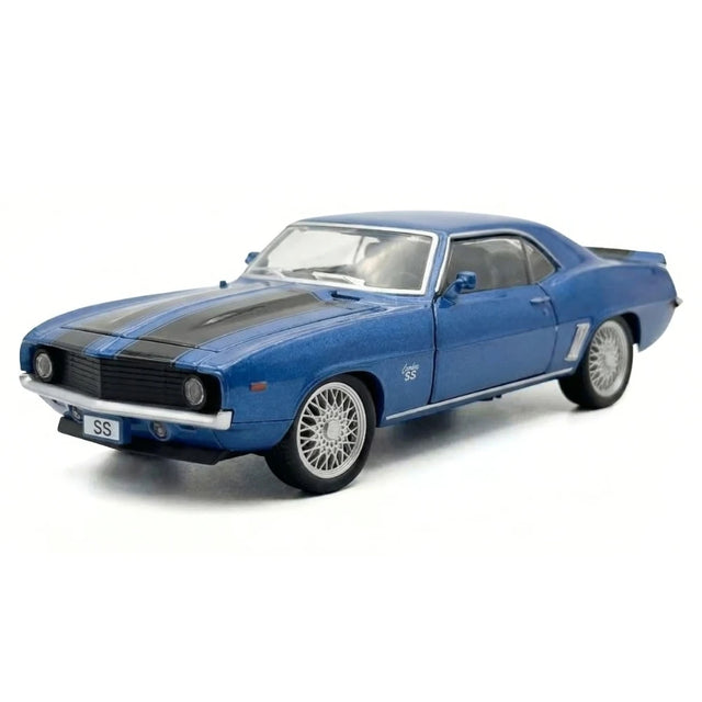 [TOY] 1:32 Chevrolet 1969 Camaro SS blå modellbil Die-Cast
