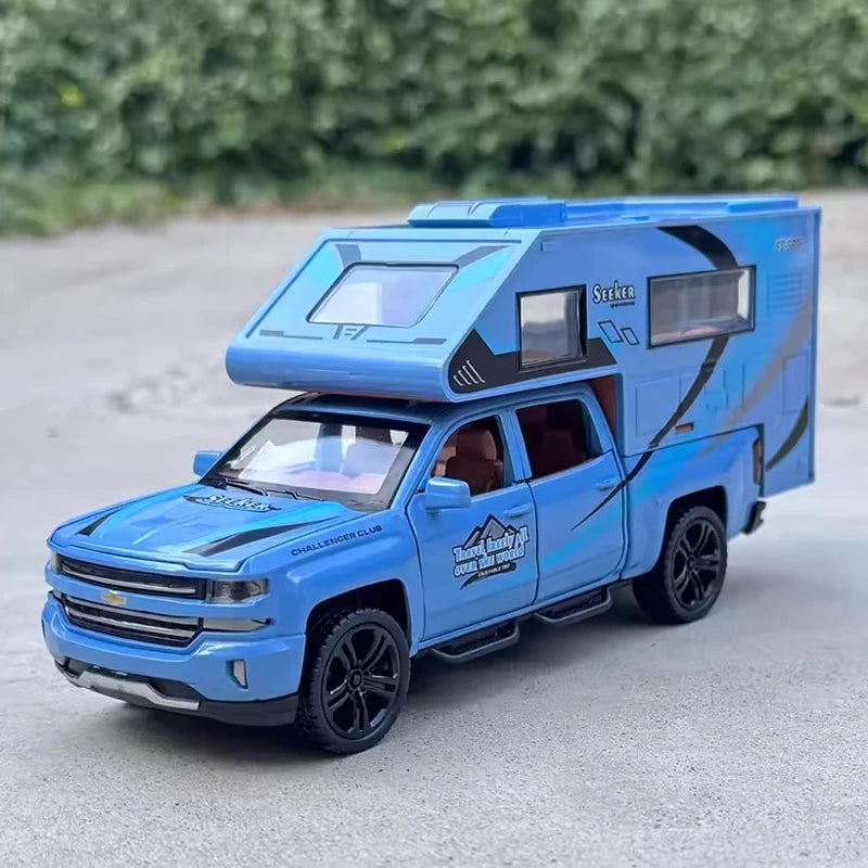 [TOY] 1:32 Chevrolet 2021 Silverado RV Blue Model Car Die-Cast