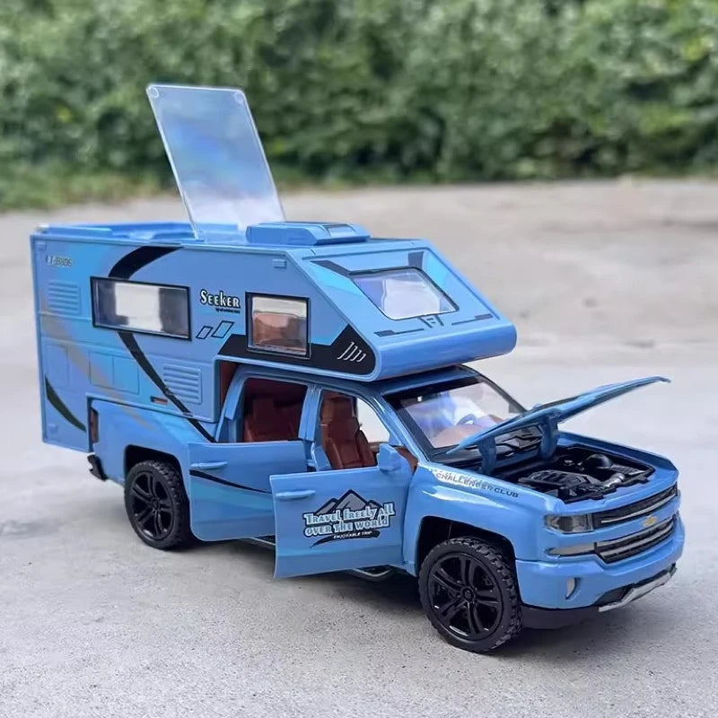 [TOY] 1:32 Chevrolet 2021 Silverado RV Blue Model Car Die-Cast