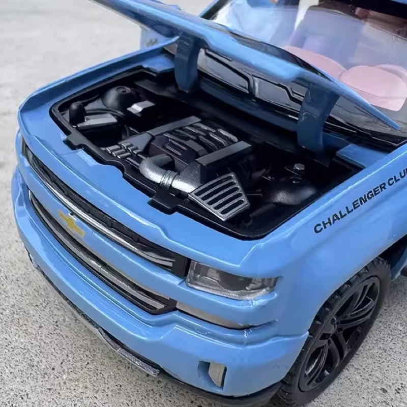 [TOY] 1:32 Chevrolet 2021 Silverado RV Blue Model Car Die-Cast