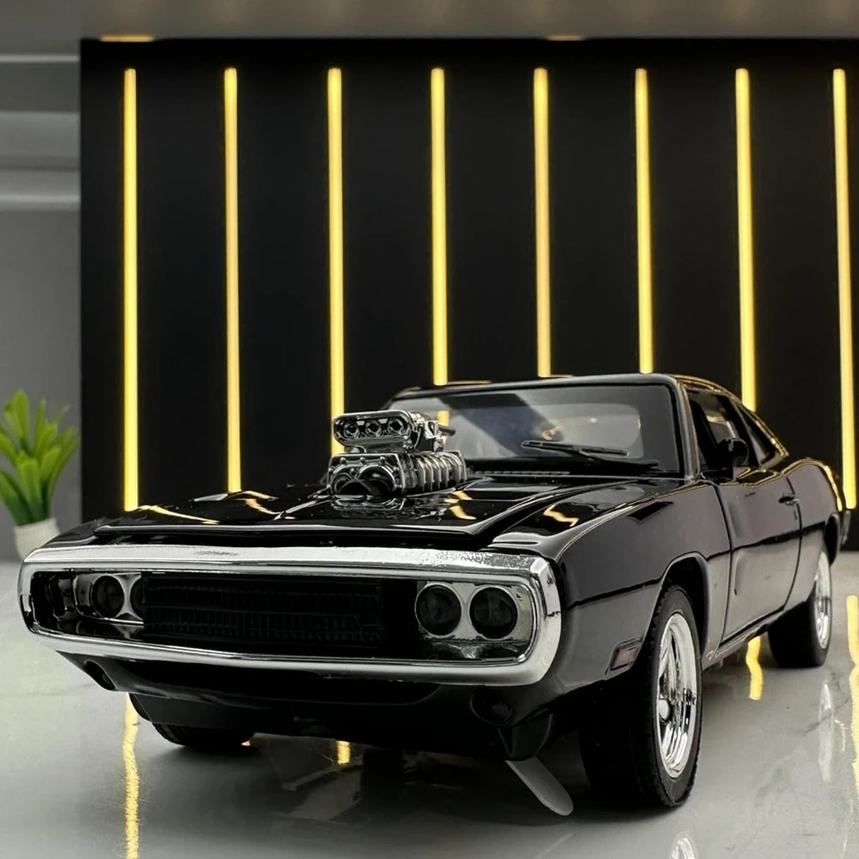 [TOY] 1:32 Dodge 1969 Charger svart modellbil Die-Cast