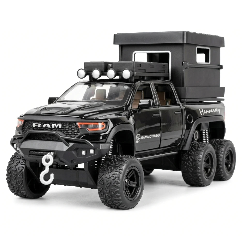 [TOY] 1:32 Dodge Hennessey 2021 Mammoth 6x6 TRX Black Model Car Die-Cast