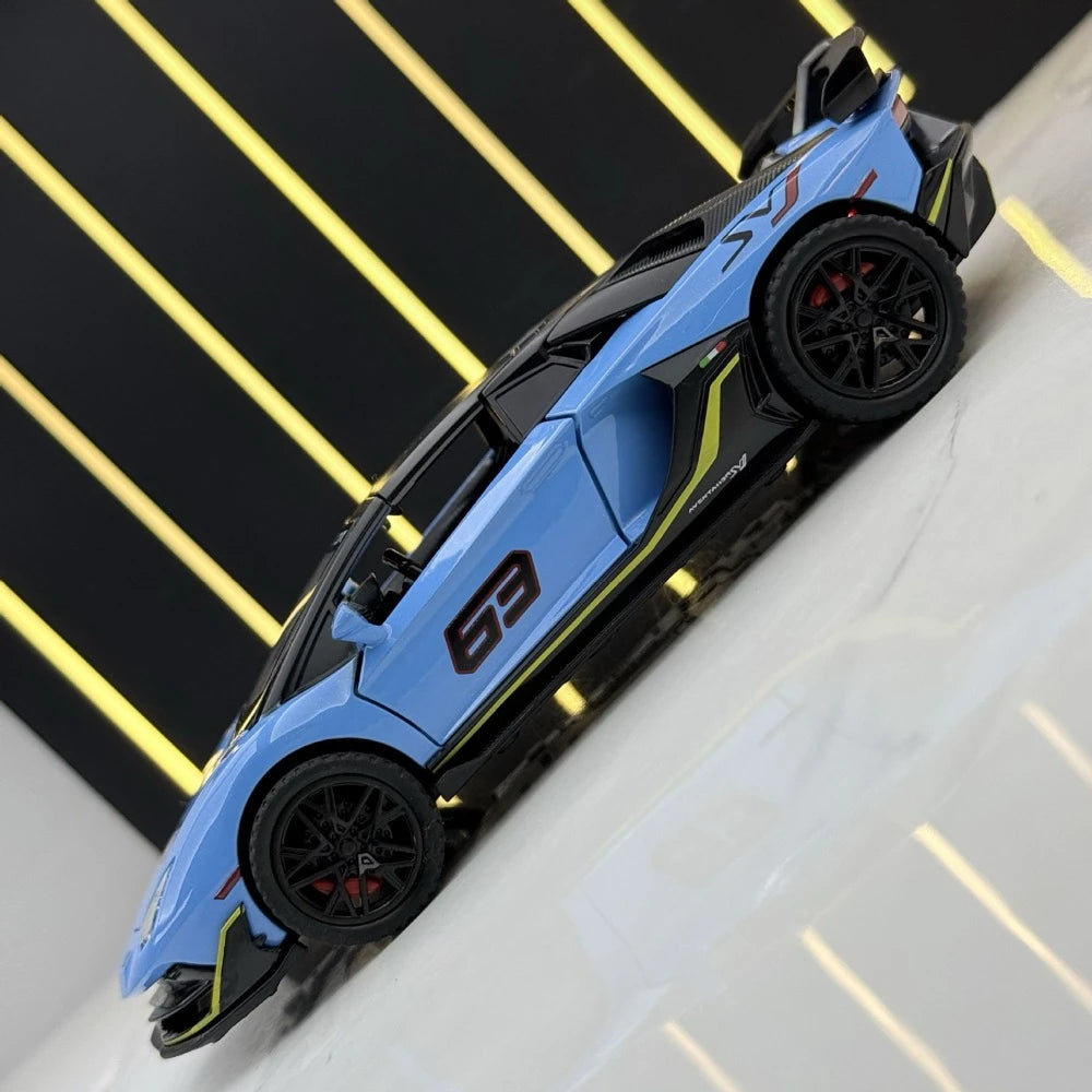 [TOY] 1:32 Lamborghini 2018 Aventador LP770-4 SVJ Blue Model Car Die-Cast