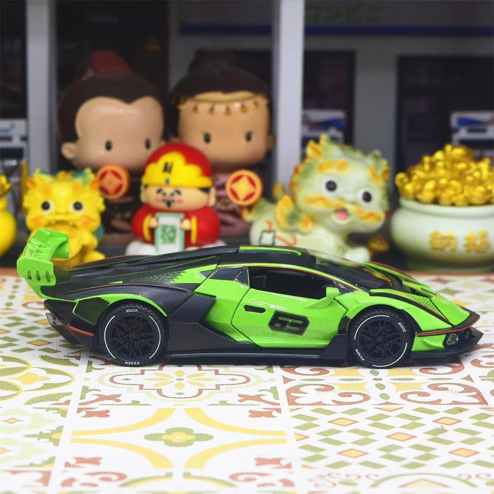 [TOY] 1:32 Lamborghini 2020 Essenza SCV12 grön modellbil Die-Cast