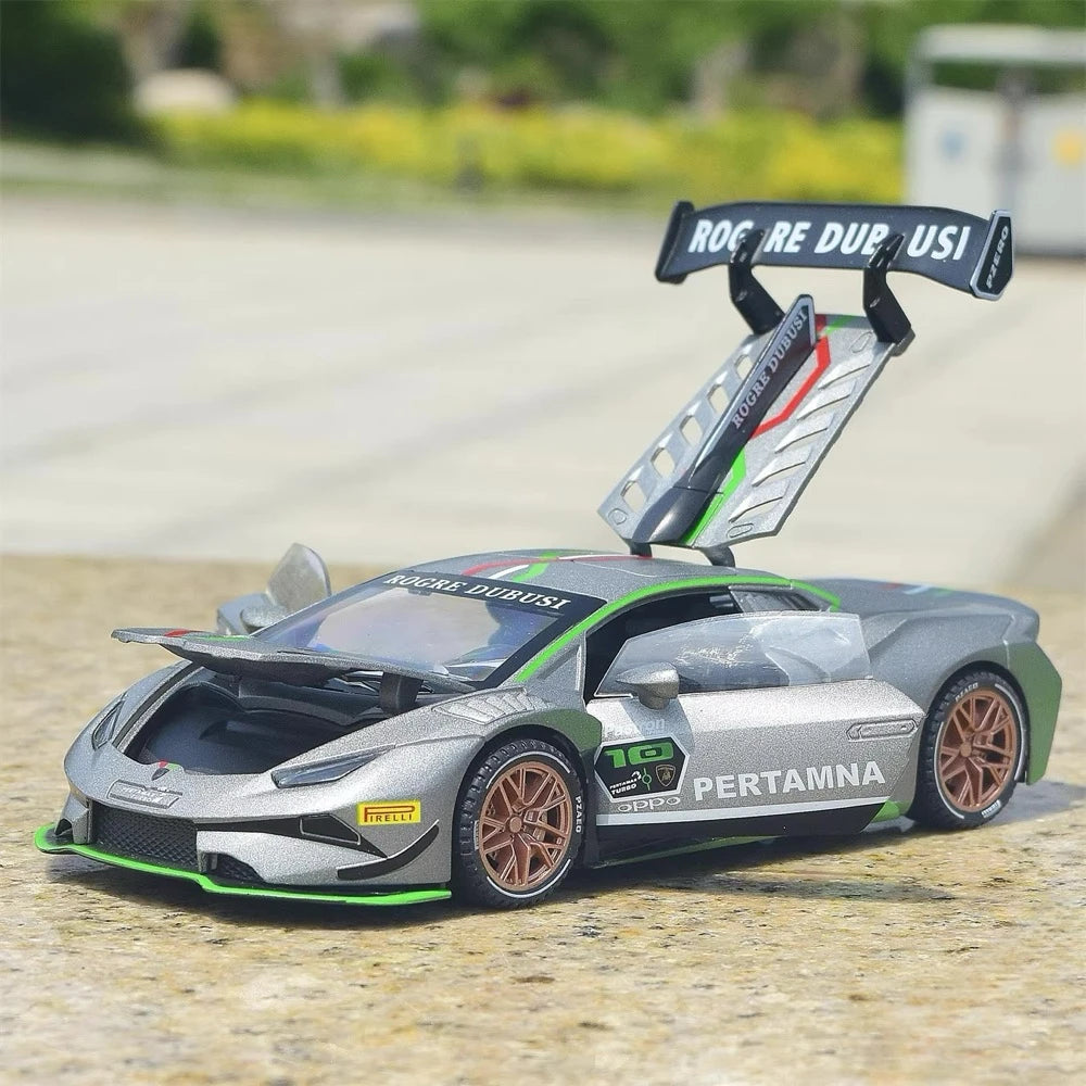 [TOY] 1:32 Lamborghini 2020 Huracan Super Trofeo EVO argento modellino di auto Die-Cast