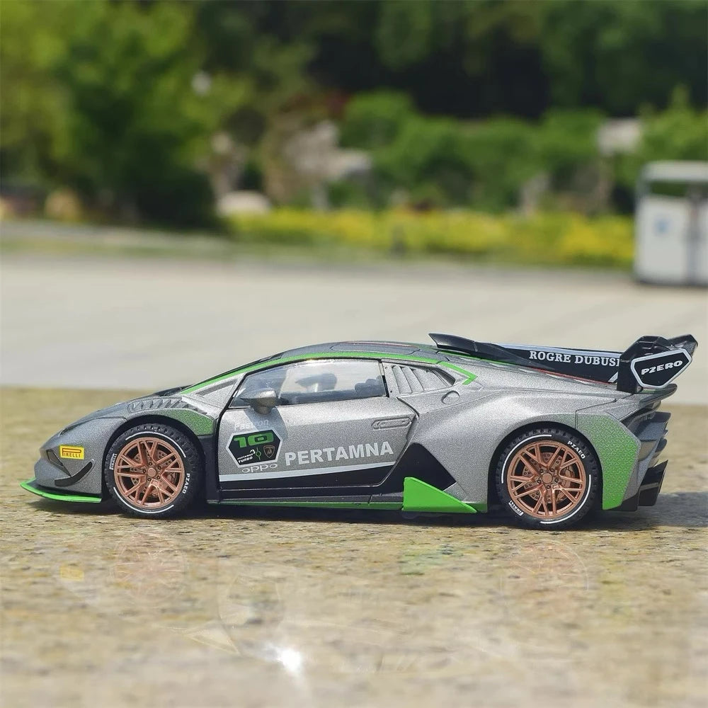 [TOY] 1:32 Lamborghini 2020 Huracan Super Trofeo EVO Silver Model Car Die-Cast