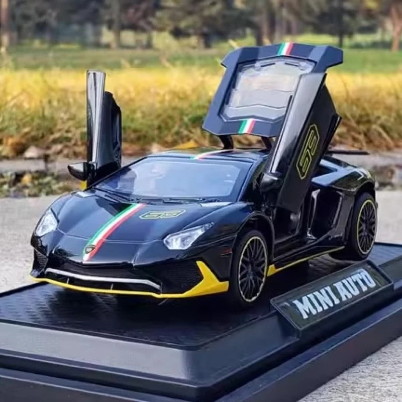 [TOY] 1:32 Lamborghini 2022 Aventador LP780-4 SVJ Black Model Car Die-Cast