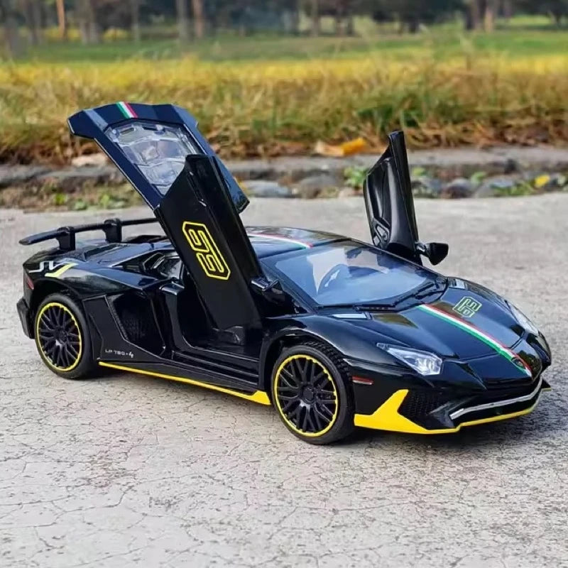 [TOY] 1:32 Lamborghini 2022 Aventador LP780-4 SVJ Black Model Car Die-Cast