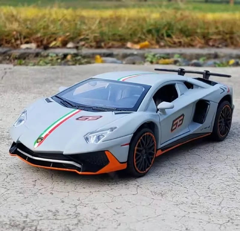 [TOY] 1:32 Lamborghini 2022 Aventador LP780-4 SVJ Gray Model Car Die-Cast