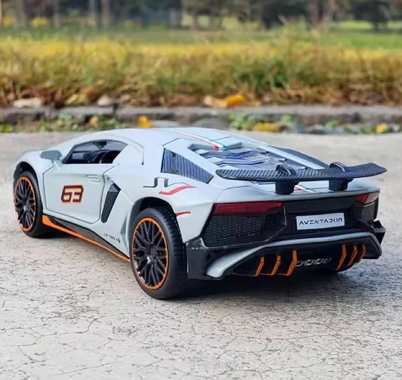 [TOY] 1:32 Lamborghini 2022 Aventador LP780-4 SVJ Gray Model Car Die-Cast