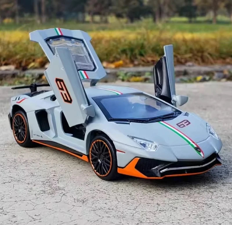 [TOY] 1:32 Lamborghini 2022 Aventador LP780-4 SVJ Gray Model Car Die-Cast