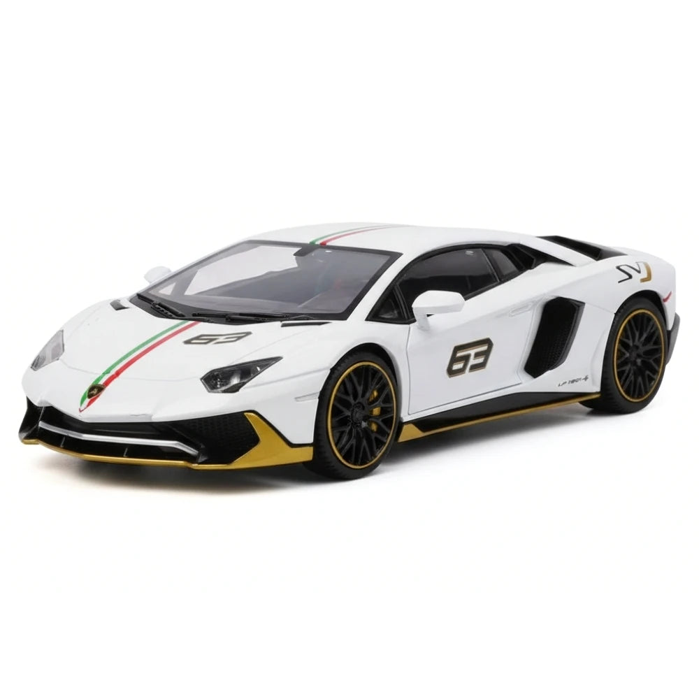 [TOY] 1:32 Lamborghini 2022 Aventador LP780-4 SVJ White Model Car Die-Cast