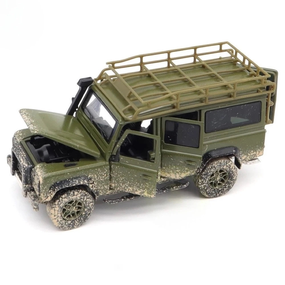 [TOY] 1:32 Land Rover 2017 Defender 110 Green Dirty Model Car Die-Cast