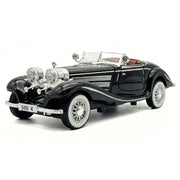 Mercedes-Benz 1936 500K svart 1:32 – modellbil i gjuten metall för display