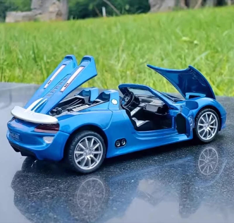 [TOY] 1:32 Porsche 2010 918 Spyder blauw modelauto Die-Cast