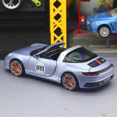 [TOY] 1:32 Porsche 2020 911 922 Targa 4S Cabriolet Gray Model Car Die-Cast